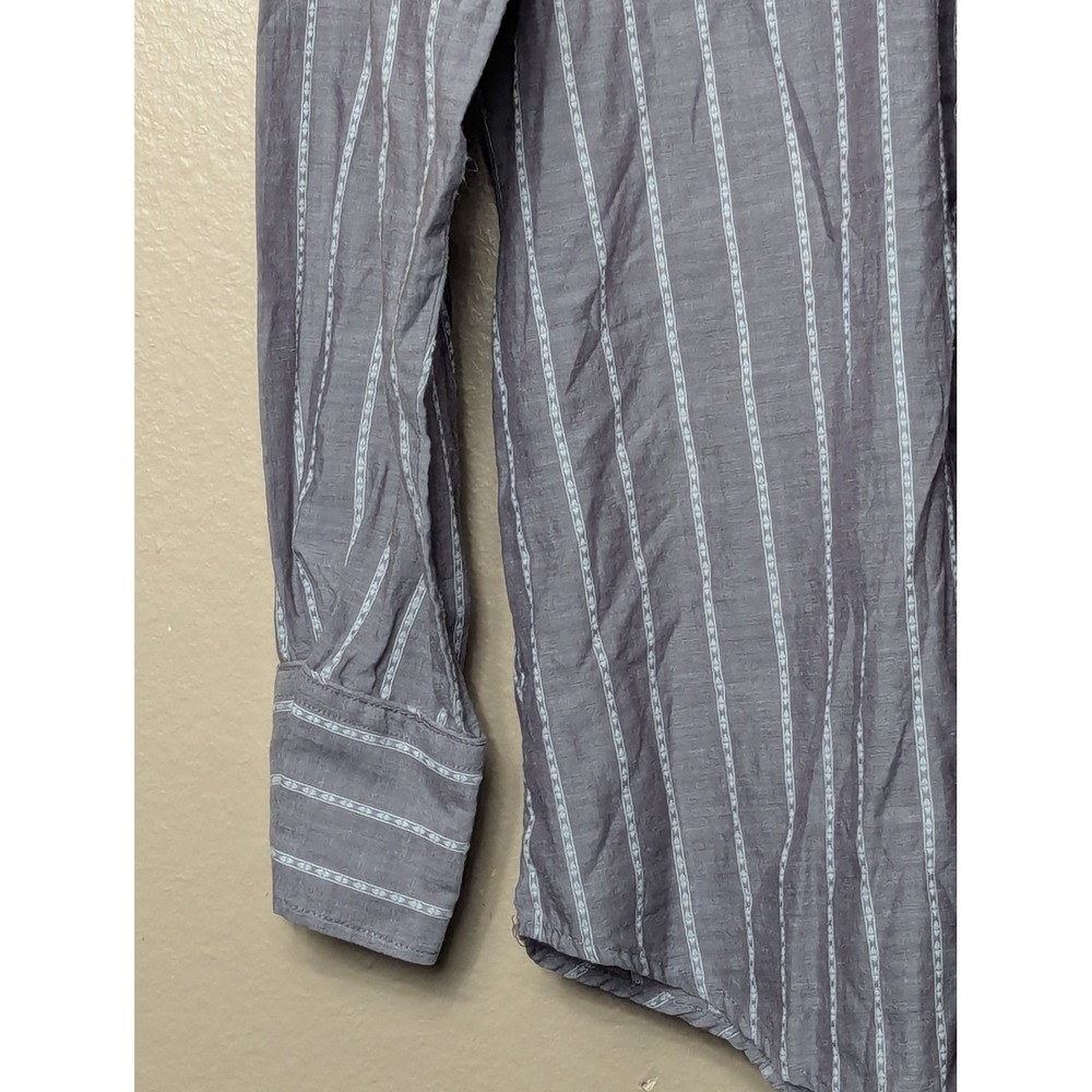 Roper Western Shirt Mens Large Grey Stripe Pearl Snap Embroidered 1-01-017-310GY - Picture 10 of 16